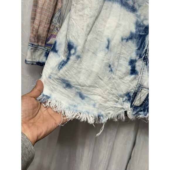 We The Free Sunshine Coast Patchwork Shacket Boho Oversized Tie Dye Sz Med - Picture 9 of 12